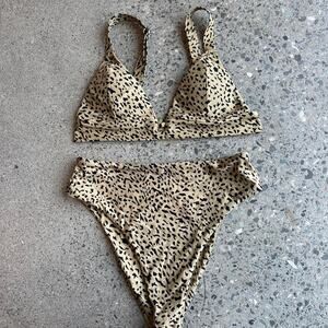Leopard Print Triangle Bikini Set Animal Print Swimsuit High Waisted